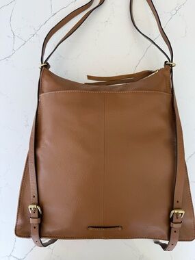 Lucky Brand Genuine Tan Leather 2 in1 Backpack Shoulder Bag